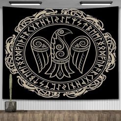 Tenture Murale Viking - Corbeau Runique d’Odin