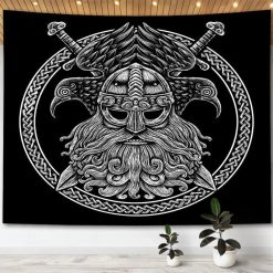 Tenture Murale Viking - Odin et ses Corbeaux