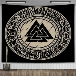 Tenture Murale Viking - Valknut Runique du Guerrier