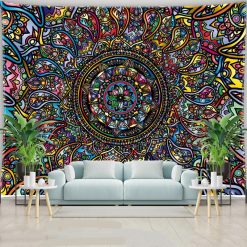 Avant Tenture Murale Mandala “Explosion Psychédélique”