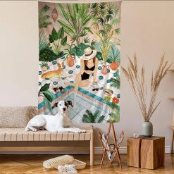 Tenture Murale Bohème Détente au Bord de l’Eau “Oasis Privée”