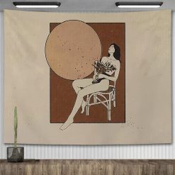 Tenture Murale Bohème Femme au Soleil d’Ambre