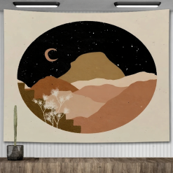 Tenture Murale Bohème - Nuit Étoilée sur le Désert d’Ocre