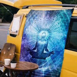Tenture Murale Hippie Éveil Spirituel Bleu Cosmique