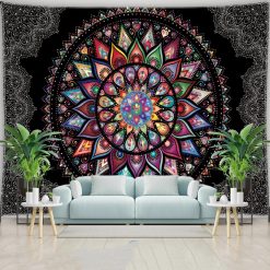 Tenture Murale Mandala “Éclat Cosmique Multicolore”