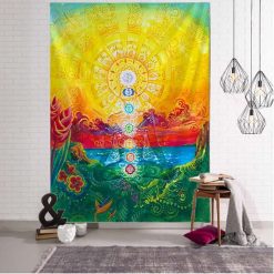 Tenture Murale Spirituelle Alignement des Chakras sous le Soleil de l’Éveil