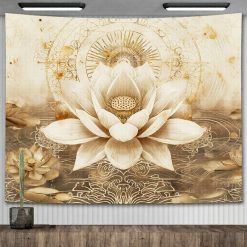 Tenture Murale Zen Lotus Dorée - Décoration Spirituelle