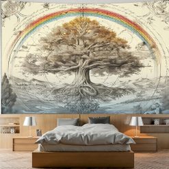Tenture Murale Arbre de Vie Arc-en-Ciel des Mondes Unis