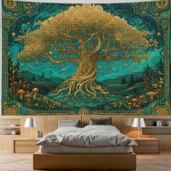 Tenture M/urale Arbre de Vie Forêt Dorée des Étoiles