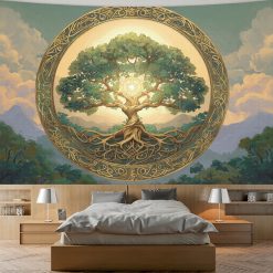 Tenture Murale Arbre de Vie Lumière d’Aube Éternelle