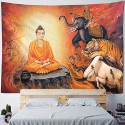 Tenture Murale Bouddha Yoga Calme au Cœur du Tumulte