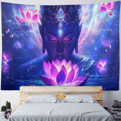 Tenture Murale Bouddha Yoga Éveil du Lotus Céleste