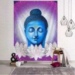 Tenture Murale Bouddha Yoga Sérénité du Lotus Bleu