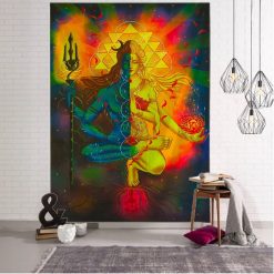 Tenture Murale Bouddha Yoga Union Sacrée de Shiva & Parvati