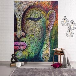 Tenture Murale Bouddha Yoga Visage Zen Multicolore