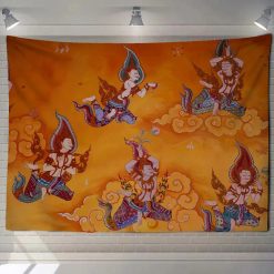 Tenture Murale Bouddhique Arhats dans les Nuées de Sagesse