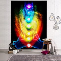 Tenture Murale Yoga Alignement des Chakras de Lumière