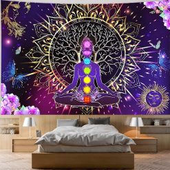 Tenture Murale Zen Yoga "Arbre de Vie des Chakras"