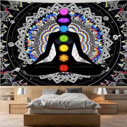 Tenture Murale Zen Yoga "Chakras de l’Univers Cosmique"