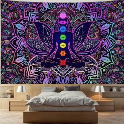 Tenture Murale Zen Yoga "Lotus des Chakras Psychédéliques"