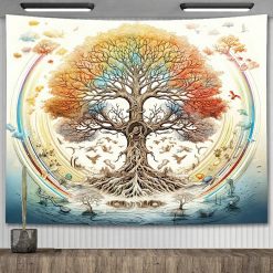 Tenture Murale Arbre de Vie Arc-en-Ciel des Mondes