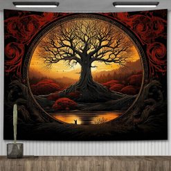 Tenture Murale Arbre de Vie Crépuscule des Racines