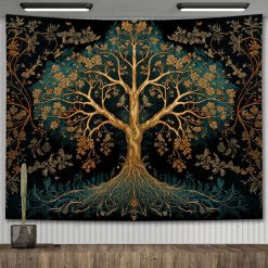 Tenture Murale Arbre de Vie Éclat Doré des Racines