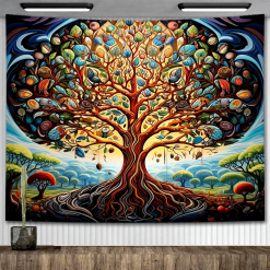 Tenture Murale Arbre de Vie – Harmonie des Saisons