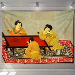 Tenture Murale Chinoise Scène de Vie Tang – Élégance et Sérénité