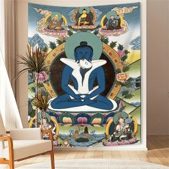 Tenture Murale Tibétaine Bouddha Vajradhara - Sagesse Bleue de l’Éveil