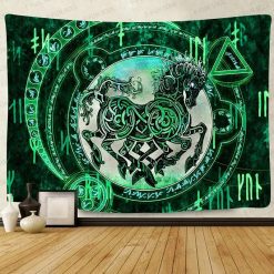 Tenture Murale Viking - Cheval Runique d’Odin Sleipnir