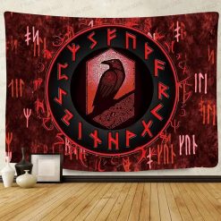 Tenture Murale Viking - Corbeau Runique du Feu Sacré