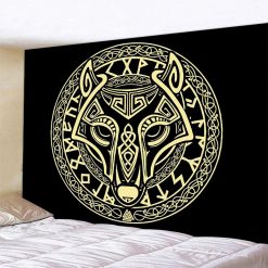 Tenture Murale Viking - Loup Runique de Fenrir
