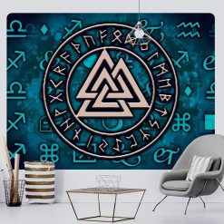 Tenture Murale Viking - Valknut Mystique et Runes Sacrées