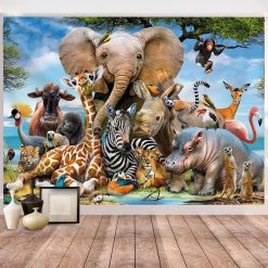 Tenture Murale Animaux « Royaume Sauvage en Harmonie »