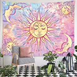 Tenture Murale Hippie « Étreinte Solaire et Lunaire »