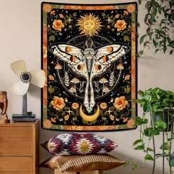 Tenture Murale Hippie Mystique « Papillon Lunaire Solaire »