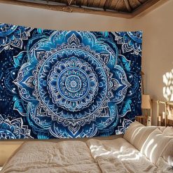 Tenture Murale Mandala Abîme Indigo Méditatif