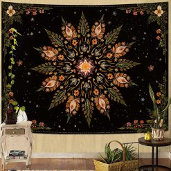 Tenture Murale Mandala “Étoile Botanique Nocturne”