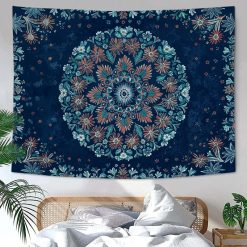 Tenture Murale Mandala “Jardin Céleste Indigo”