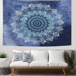 Tenture Murale Mandala « Sérénité Azur Profond »