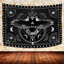 Tenture Murale Mystique Corbeau Astral du Cycle Lunaire