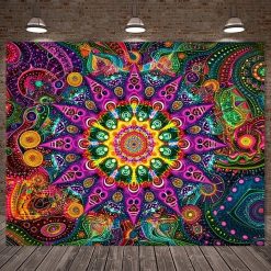 Tenture Murale Psychédélique Mandala Kaléidoscope Cosmique