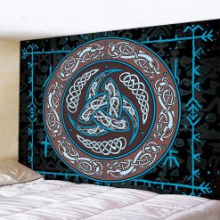 Tenture Murale Viking - Cercle Runique du Dragon Bleu