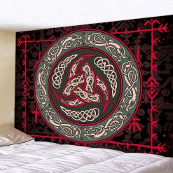 Tenture Murale Viking - Cercle du Triquetra Ancestral Dragons du Nœud Sacré