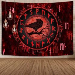 Tenture Murale Viking Corbeau Runique du Cercle Sanglant