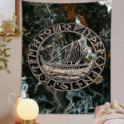 Tenture Murale Viking - Drakkar des Runes
