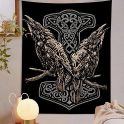 Tenture Murale Viking - Hugin et Munin sur Mjölnir