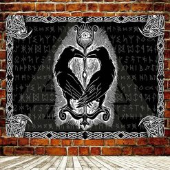 Tenture Murale Viking Les Deux Corbeaux d’Odin