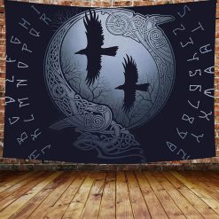 Tenture Murale Viking Les Deux Corbeaux du Cercle d’Odin